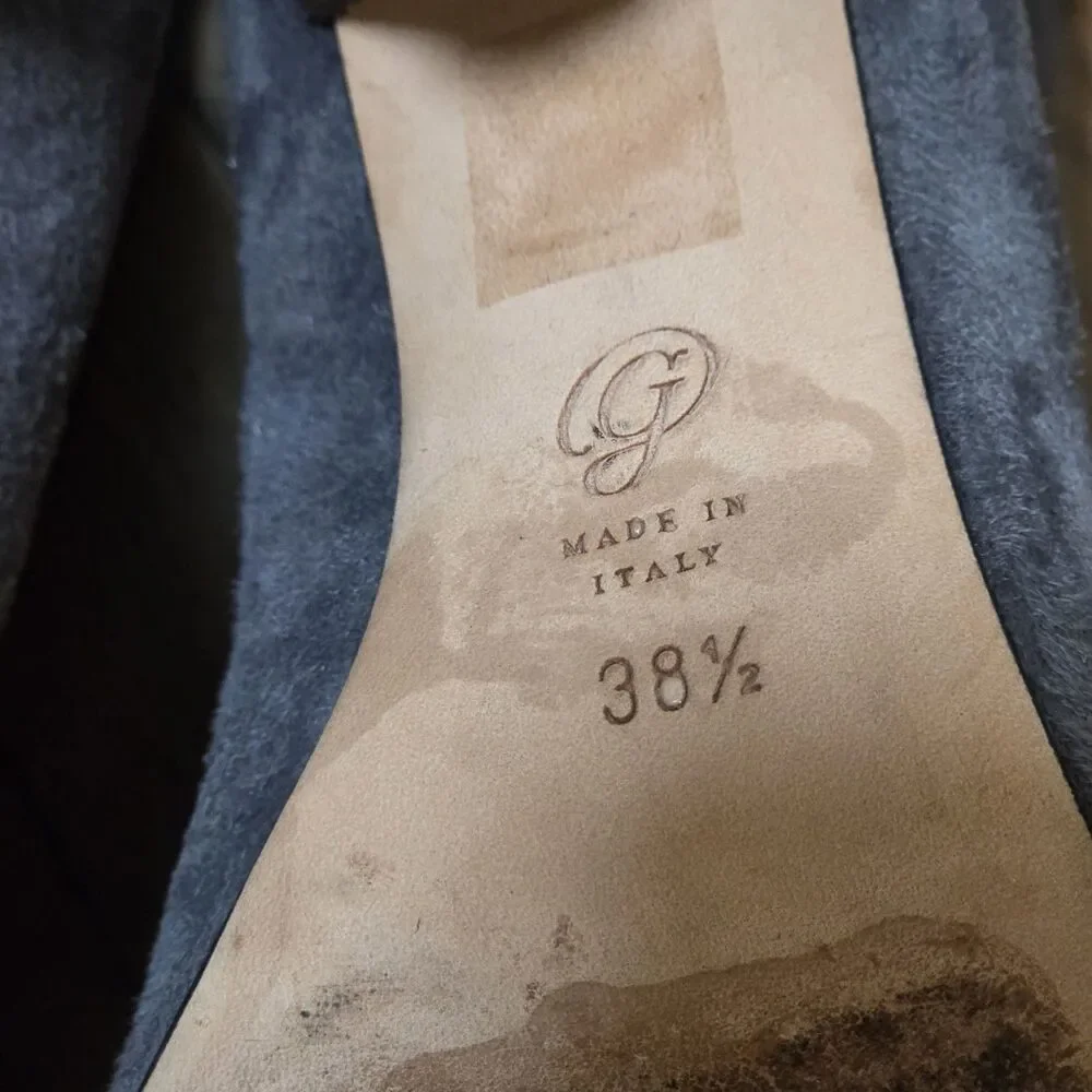 M. GEMI Women’s Size 38.5 / 7.5 Gray Pull-On UltraSuede Sock Booties Italy - Picture 4 of 7